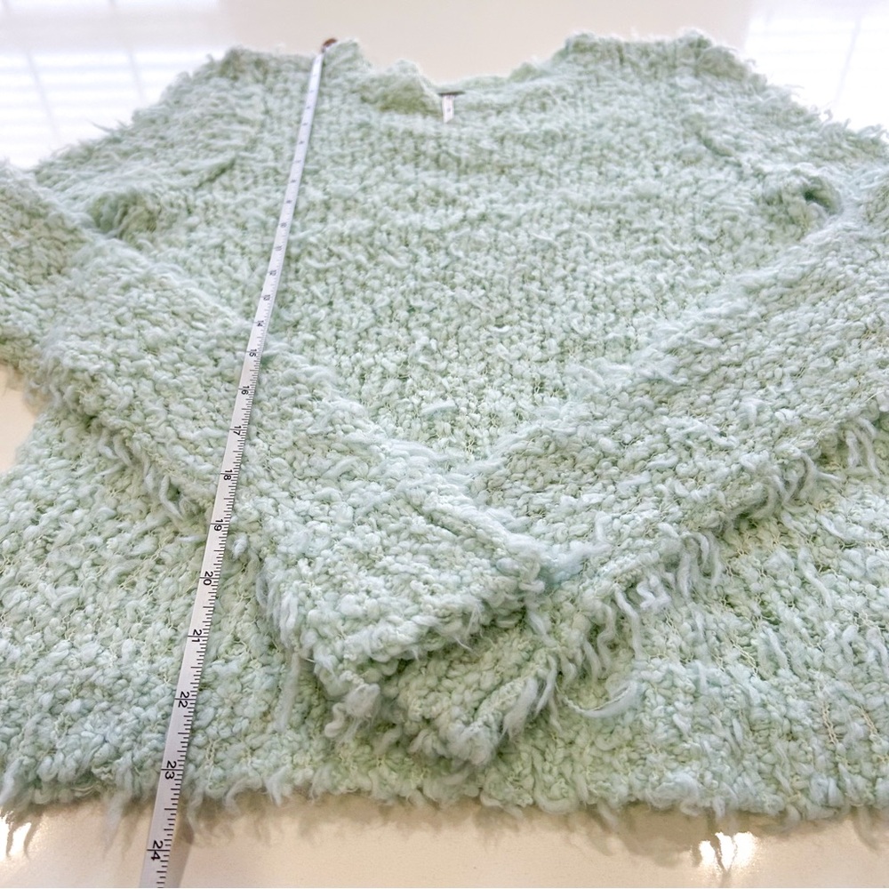 Free People Mint Green Chunky Textured Popcorn Knit Sweater Small NWT - Picture 11 of 17